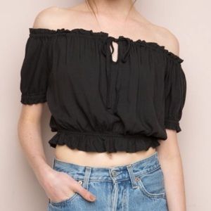 brandy melville black peasant top